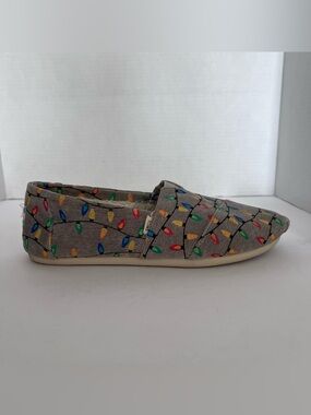 Toms Alpargata Holiday Glow In The Dark Slip On Shoe Womens 7.5 Gray